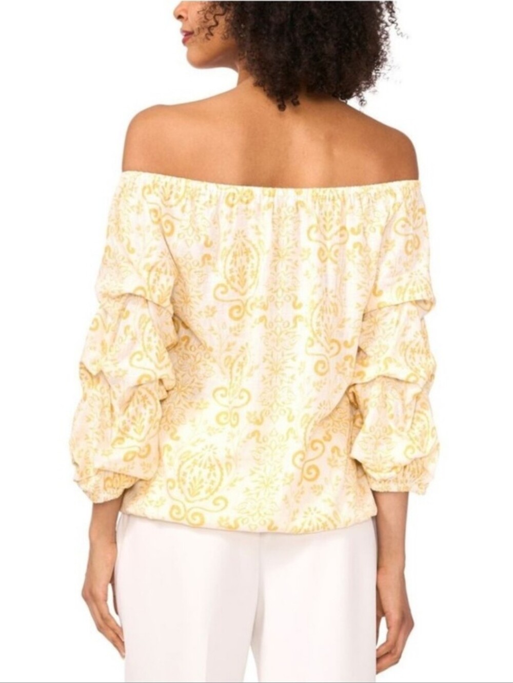 NWT Vince Camuto Printed Linen Blend Off Shoulder Top. Small And XL - Picture 2 of 11